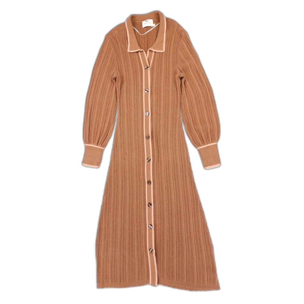 SANCIA Amalie Knit Dress Brown Preppy Boho Academia French Girl Feminine Minimal